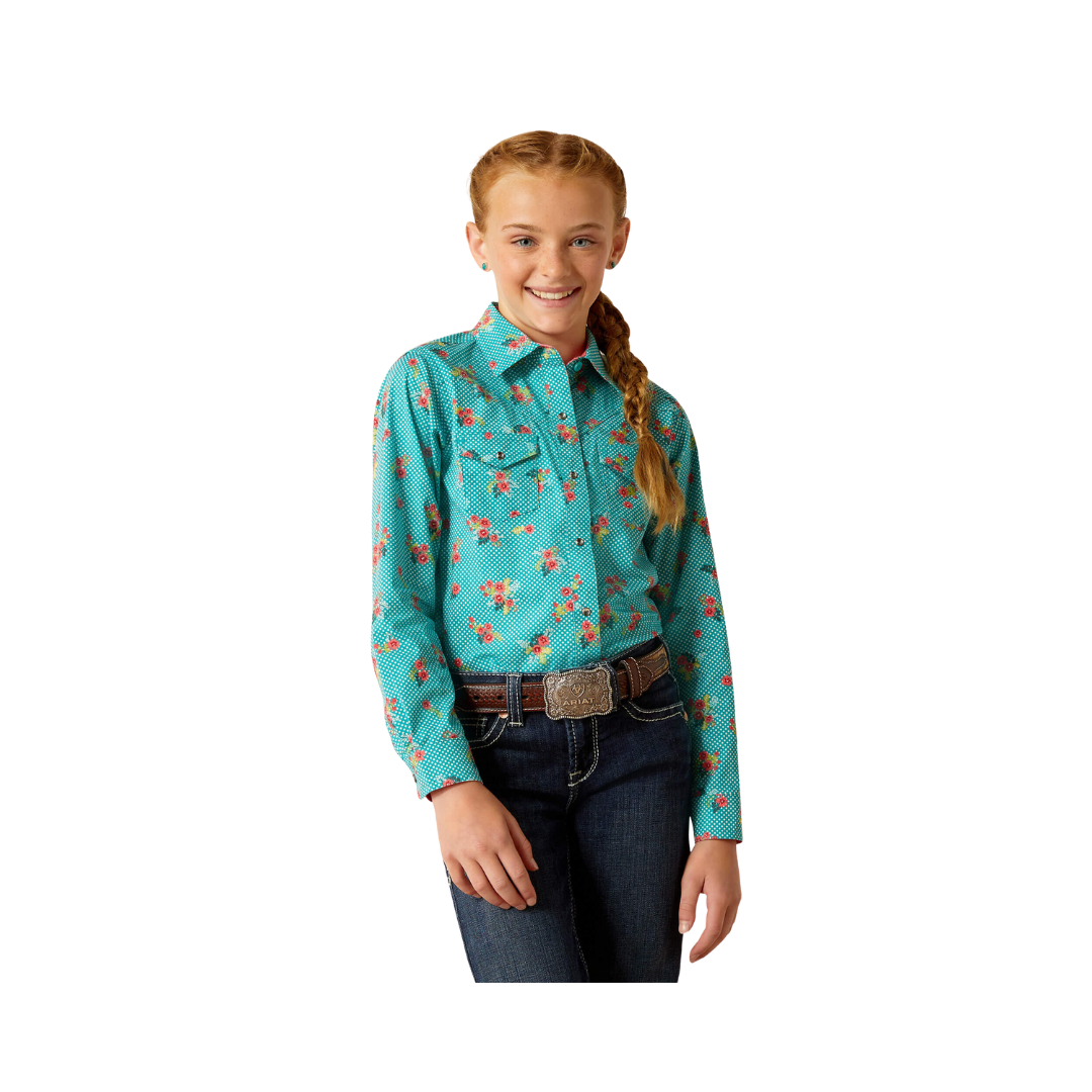 Ariat Youth Girl's Esmerelda Blue Shirt