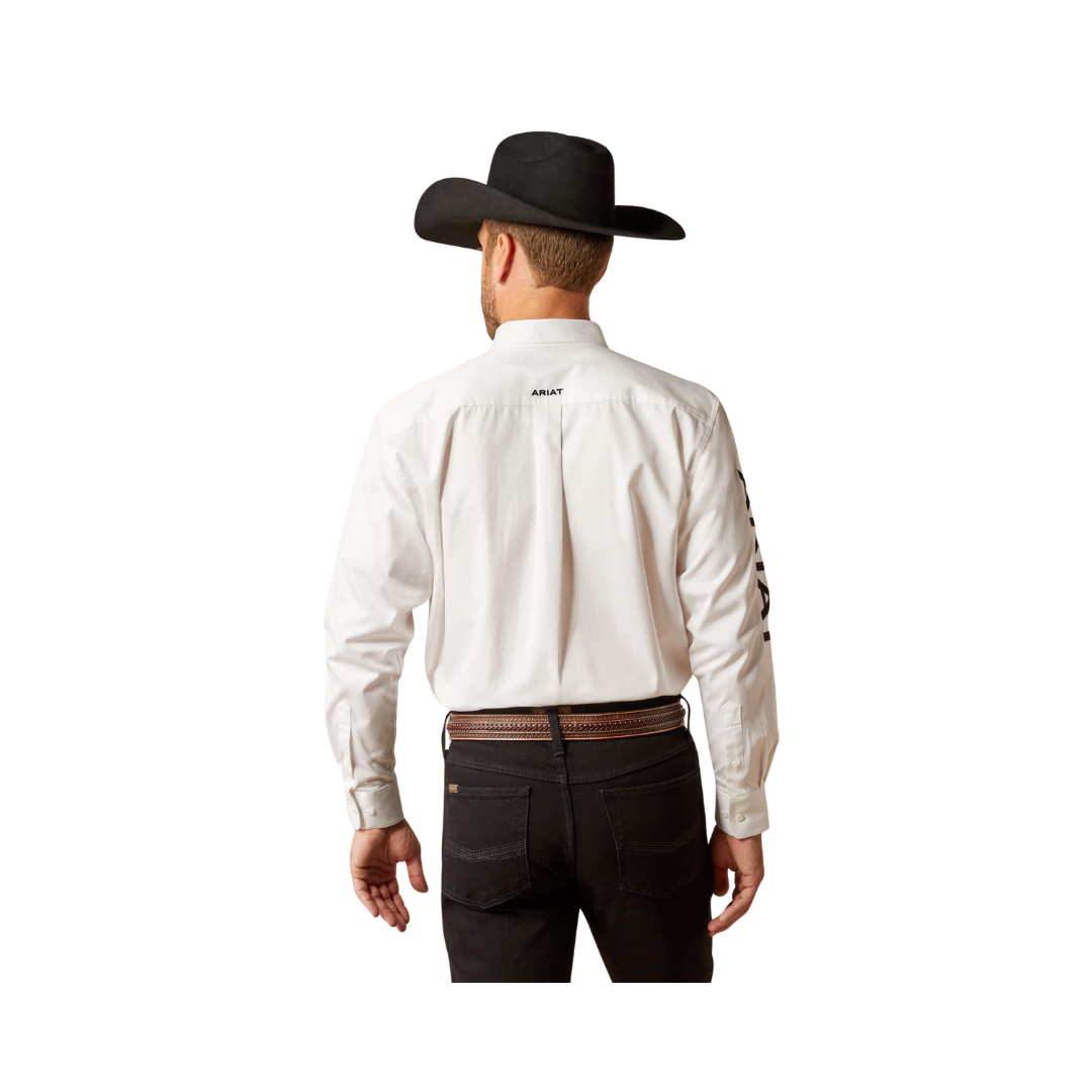 Ariat Men's Team Logo Twill Classic Fit White Black Shirt