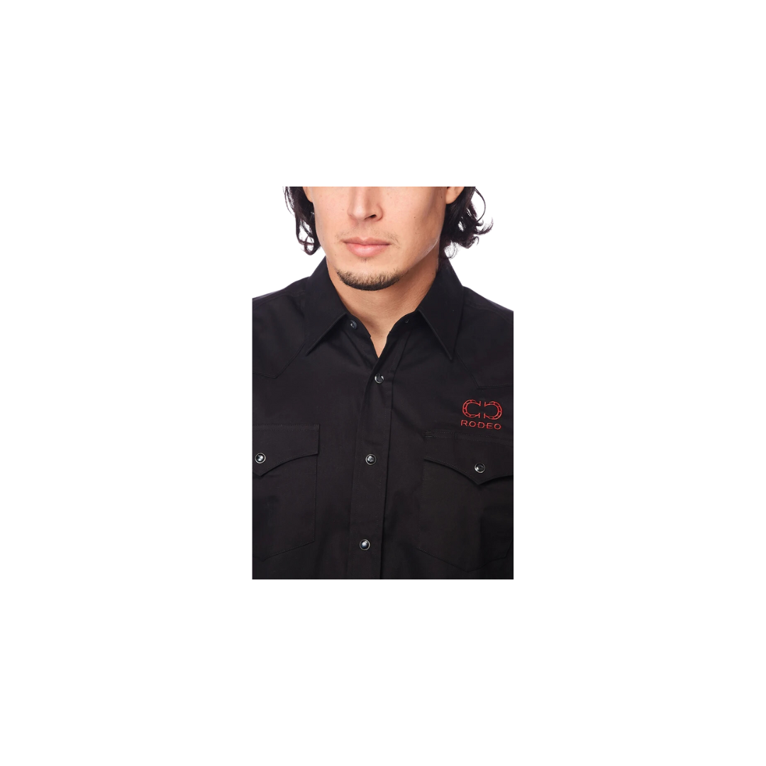 Avalon Men's Rodeo Embroidered Logo Black Shirt