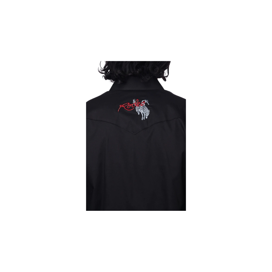 Avalon Men's Rodeo Embroidered Logo Black Shirt