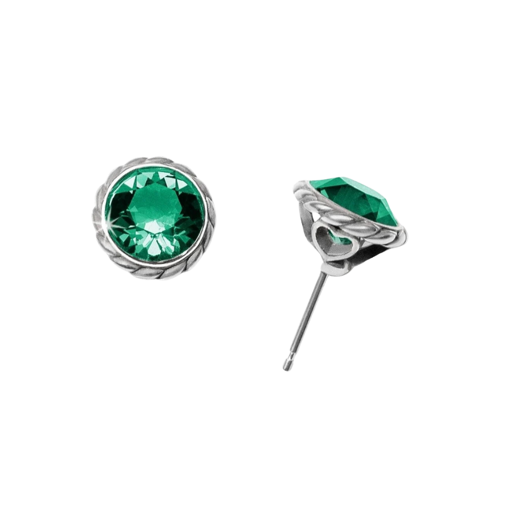 Brighton Women's Iris Stud Silver Esmerald Earrings