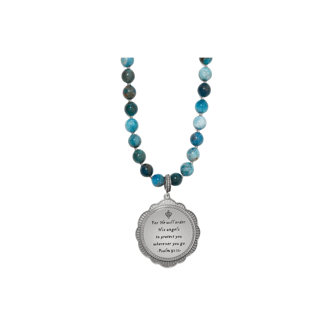 Brighton Women's Protection Angel Medallion Silver Blue Necklace