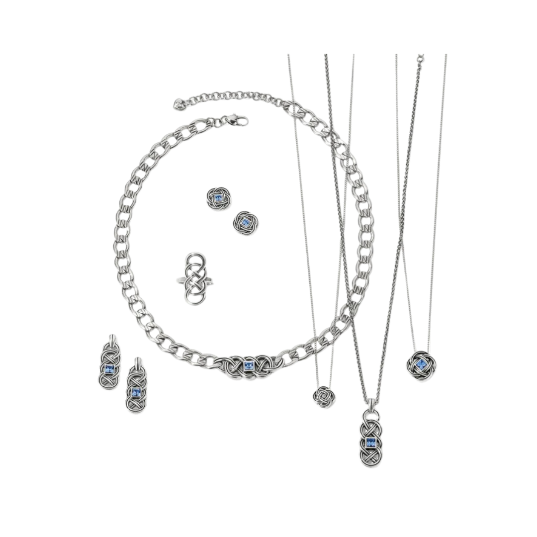 Brighton Women's Interlok Shine Post Silver-Light Sapphire Earrings