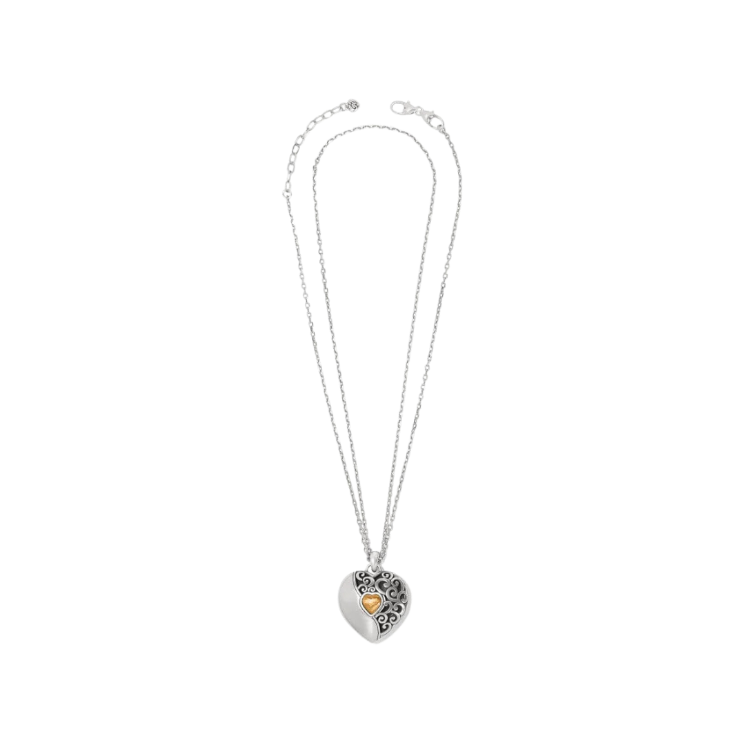 Brighton Women's Ecstatic Heart Reversible Convertible Silver Red Necklace