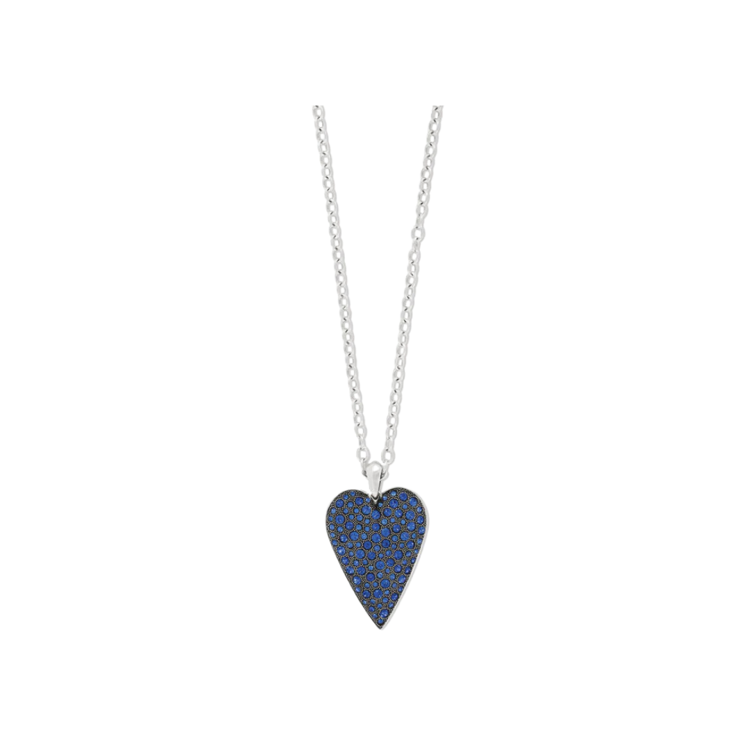 Brighton Women's Glisten Heart Convertible Silver Blue Necklace