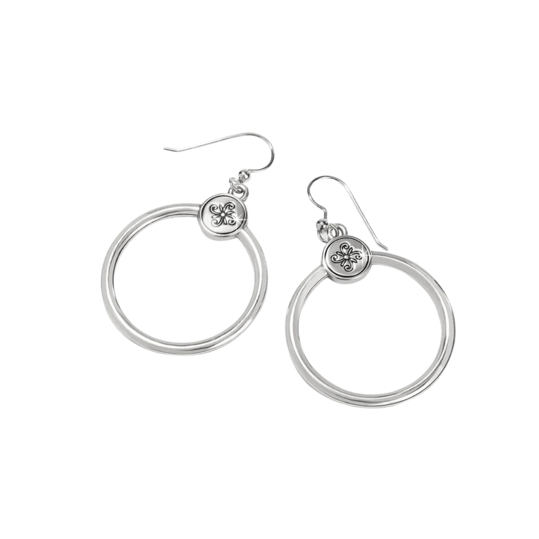 Brighton Women's Pretty Tough Bold Heart Two Tone French Wire Silver Gold Earrings