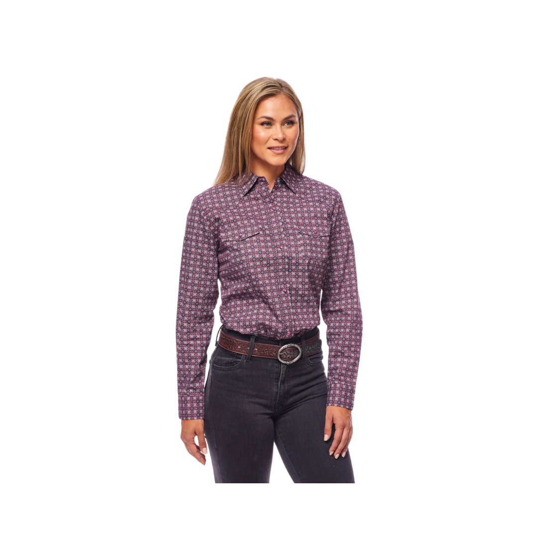 Avalon Women's Print Western Inspired Long Sleeves Button Shirts