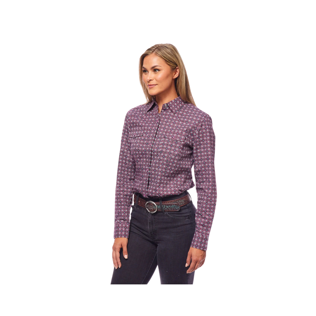 Avalon Women's Print Western Inspired Long Sleeves Button Shirts