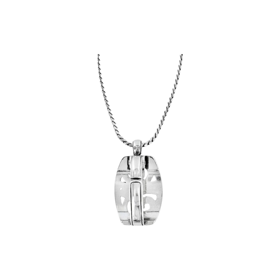 Brighton Women's London Groove Badge Clip Silver Necklace
