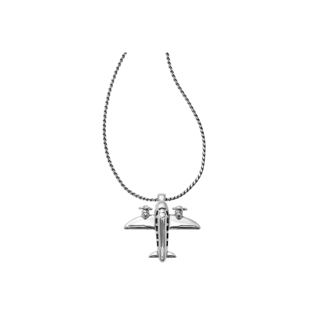 Brighton Women's Aviator Badge Silver Clip Necklace