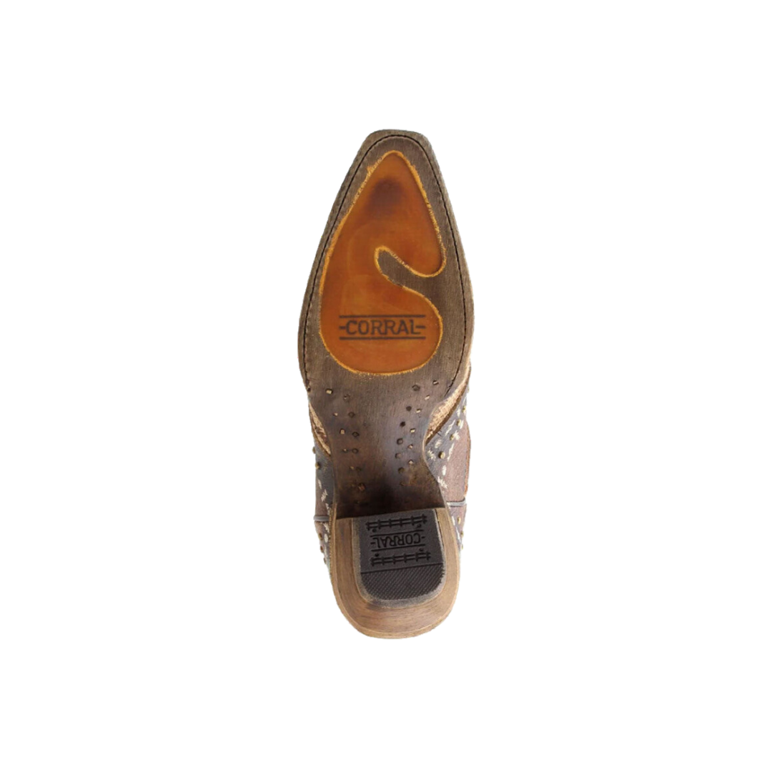 Corral Embroidered and Studded Brown & Turquoise Boots