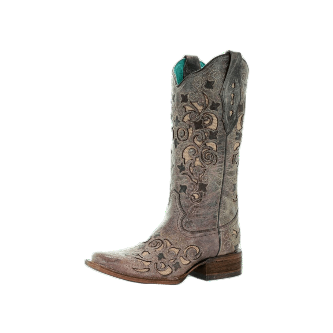 Corral Women's Jute Inlay Wide Square Toe Brown Boots