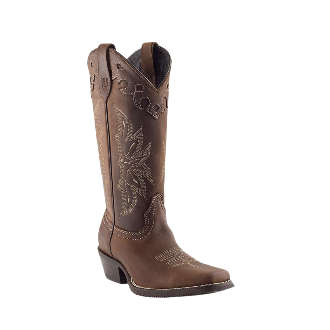 Pecos Bill Women's Square Leather Brown Boots