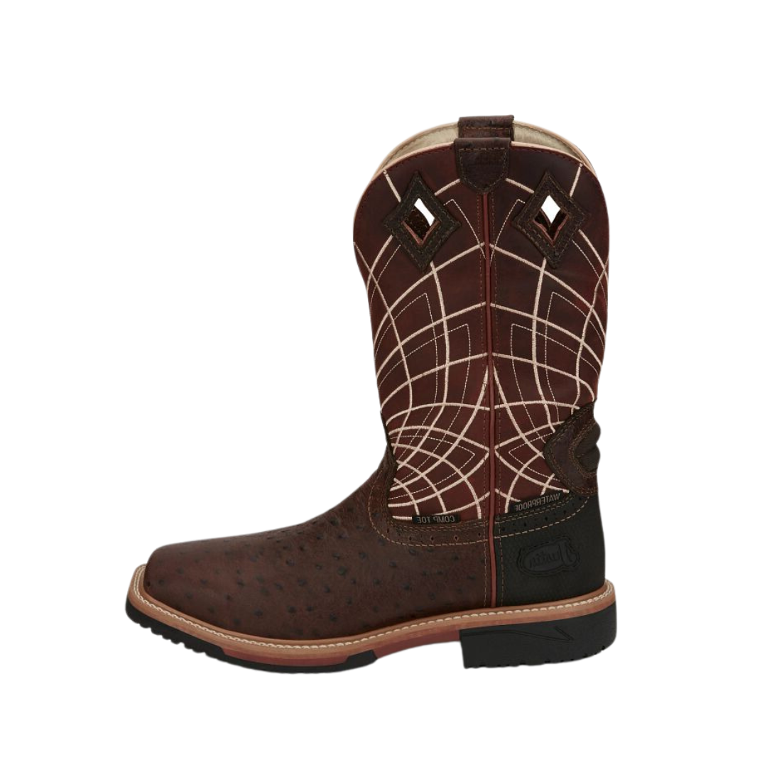 Justin Men's Derrickman 12" Waterproof Work Brown Boots