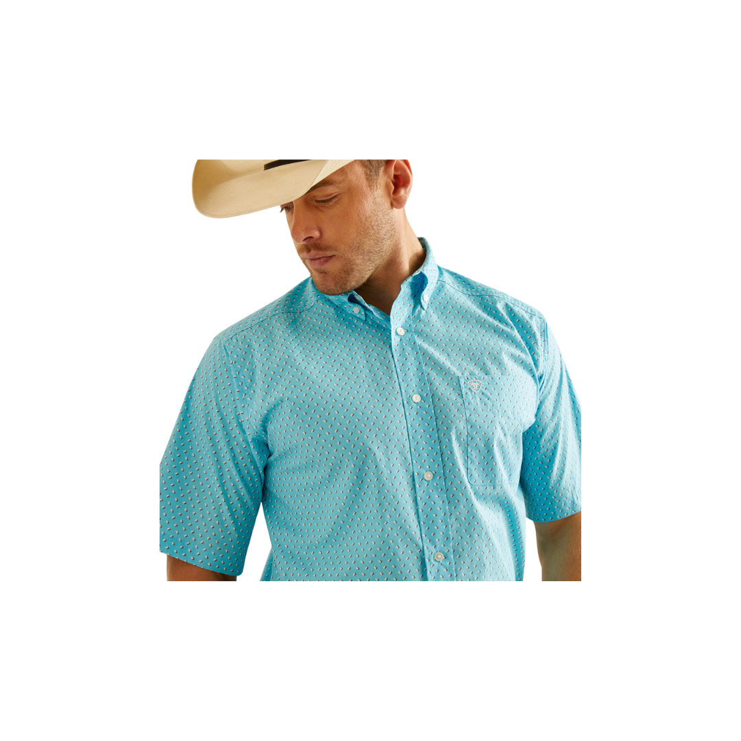 Ariat Men's Kaleb Classic Fit Print Sky Blue Shirt