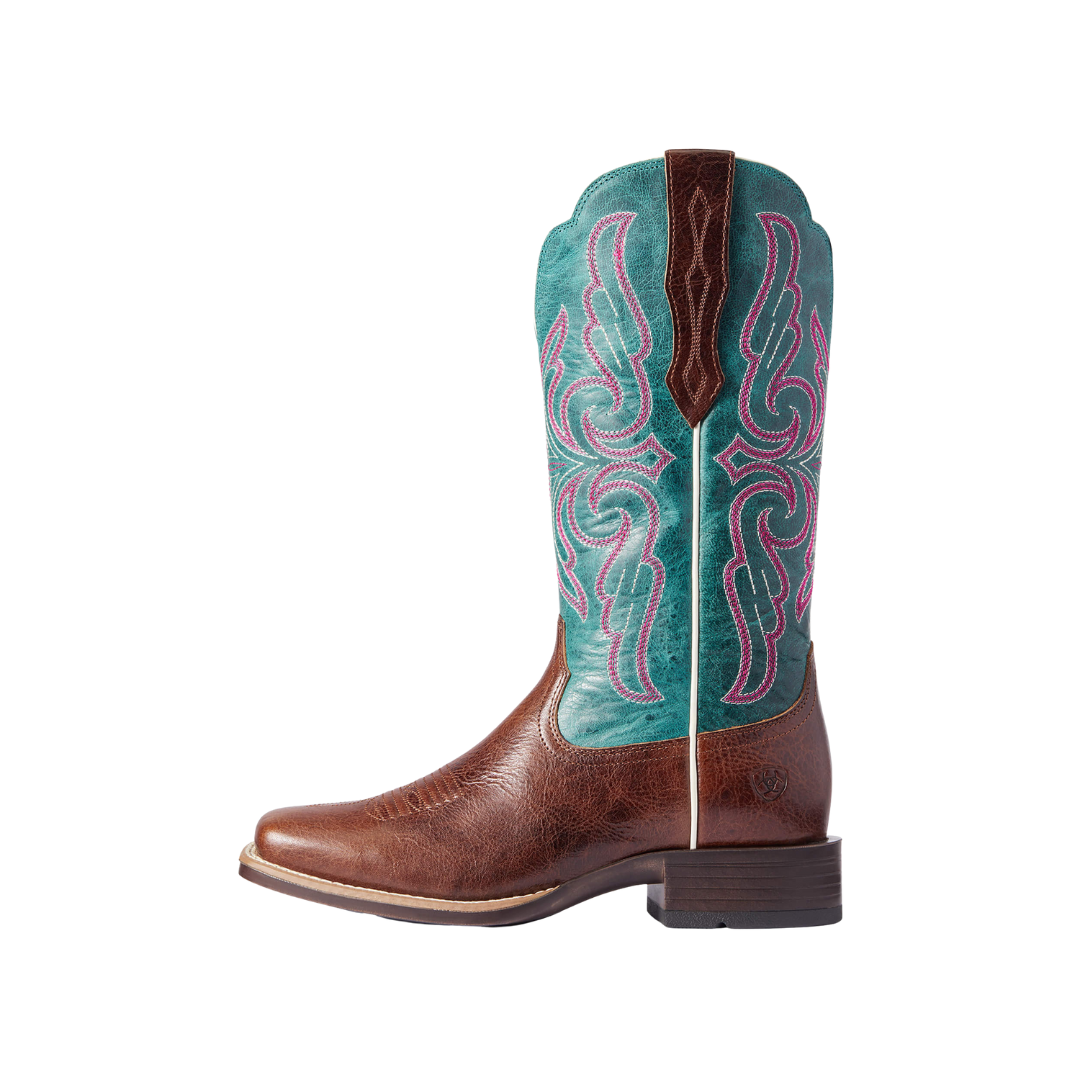 Ariat Women's Primera Teal Stretchfit Barrel Brown Boots