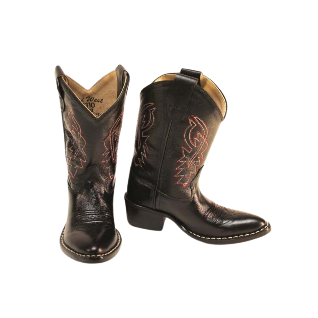 Old West Youth Boy's Cushion Comfort Cowboy Black Boots