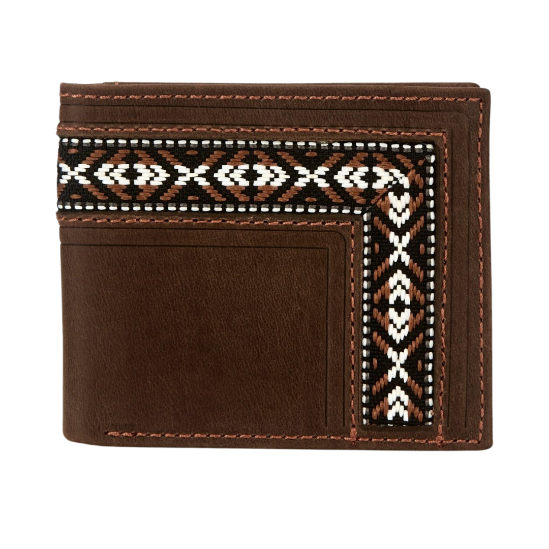 Justin Men's Bifold Aztec Trim Brown Wallet