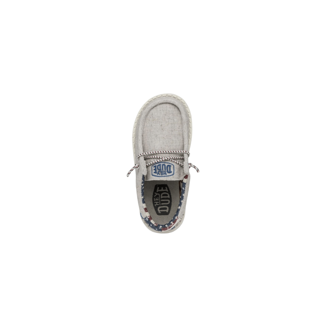 Hey Dude Kid's Wally Gray Patriotic Shoes
