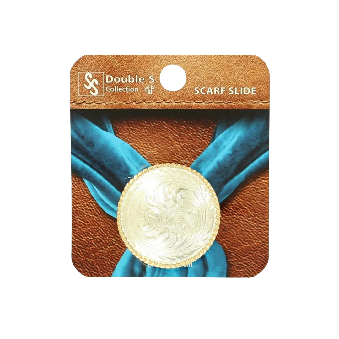 M&F Unisex Etched Gold Rope Edge Silver Scarf Slide