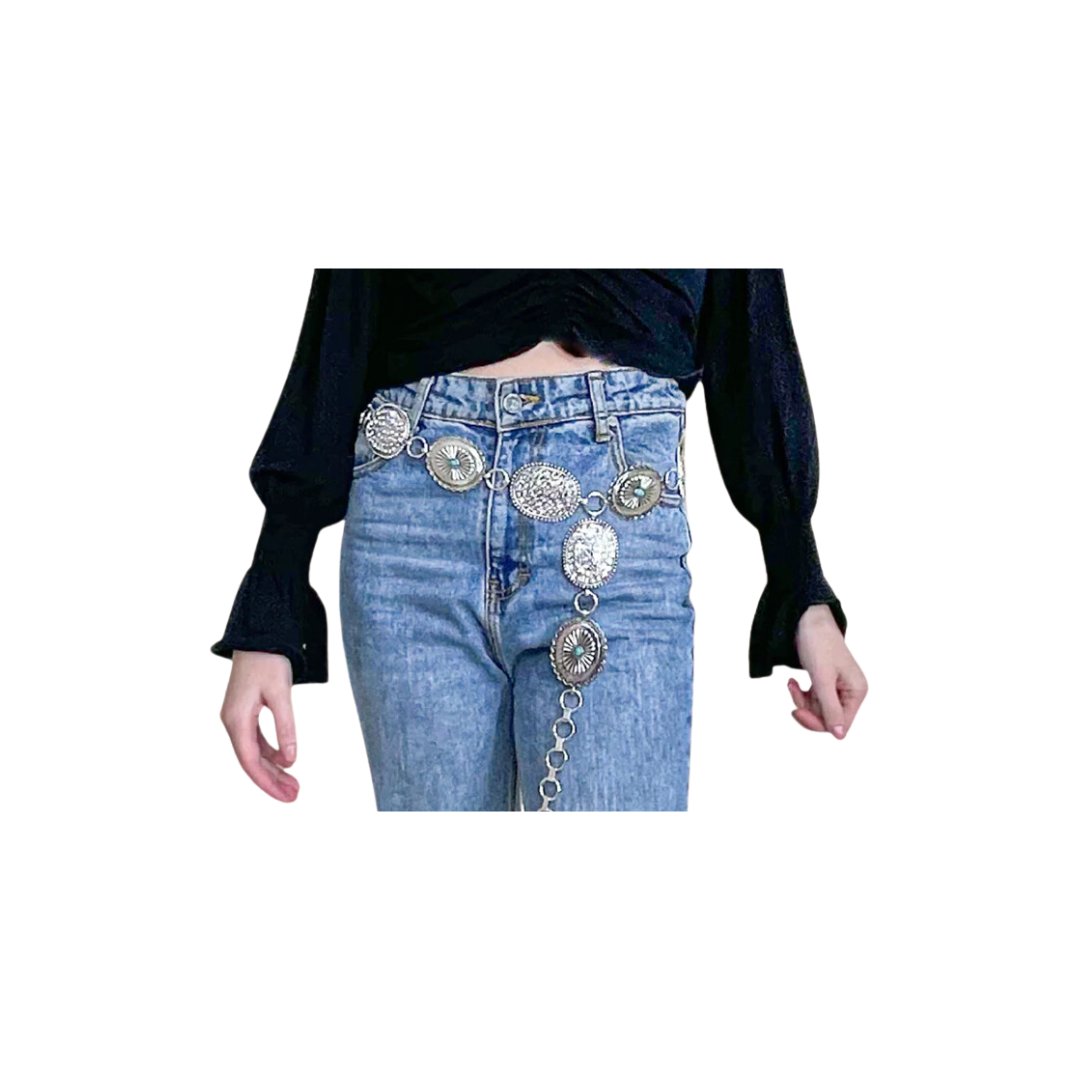 Southern Grace Women's Silver Concho Belt