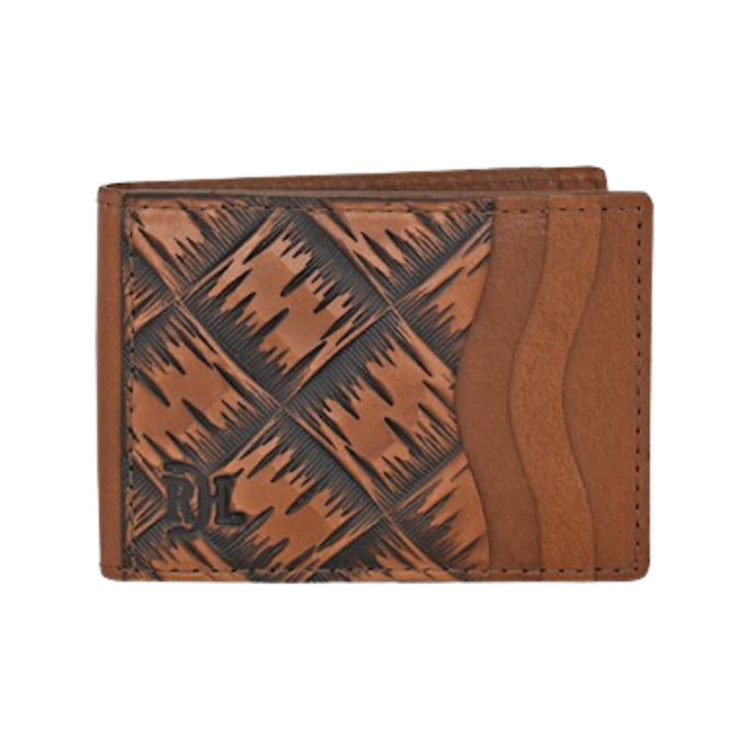 Red Dirt Men's Bifold Card Case Basketweave Brown Wallet