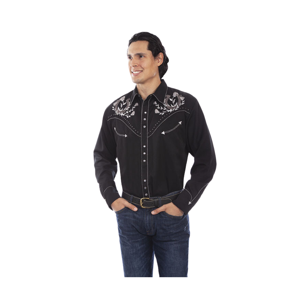 Scully Leathers Men's Western Black Shirt