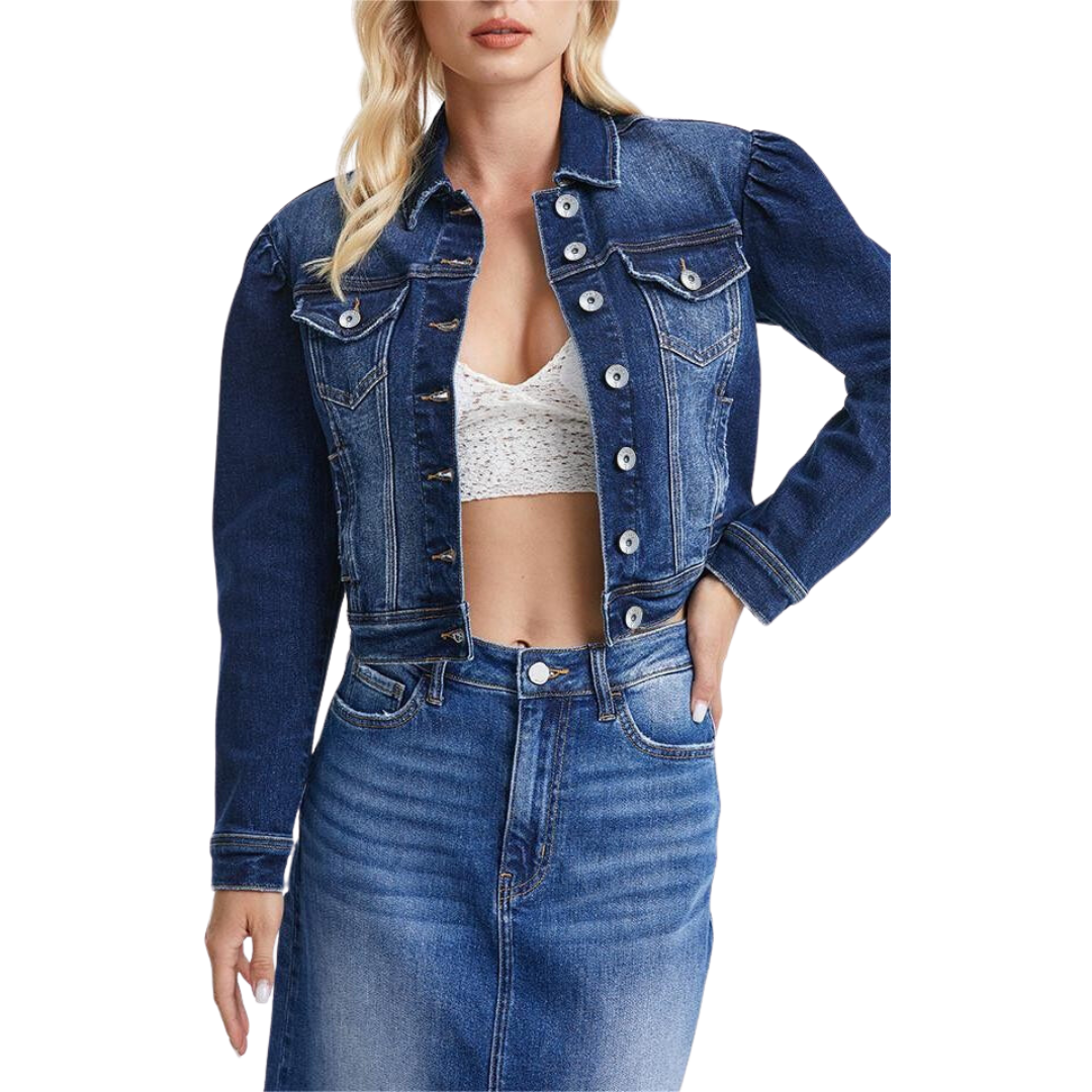 Bayeas Women's Puffy Sleeve Denim Stellar Jacket