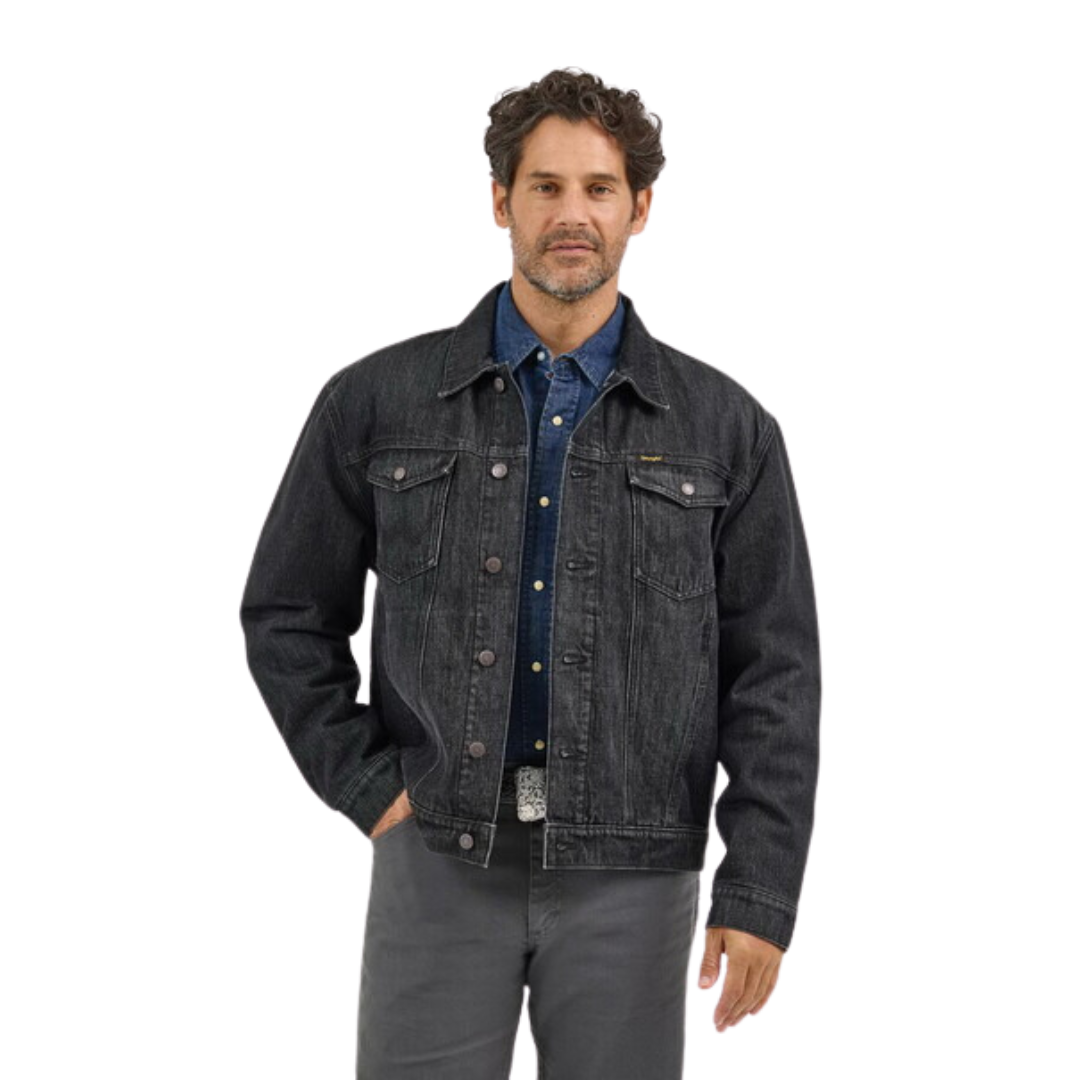 Wrangler Men's Lined Denim Washed Black Jacket
