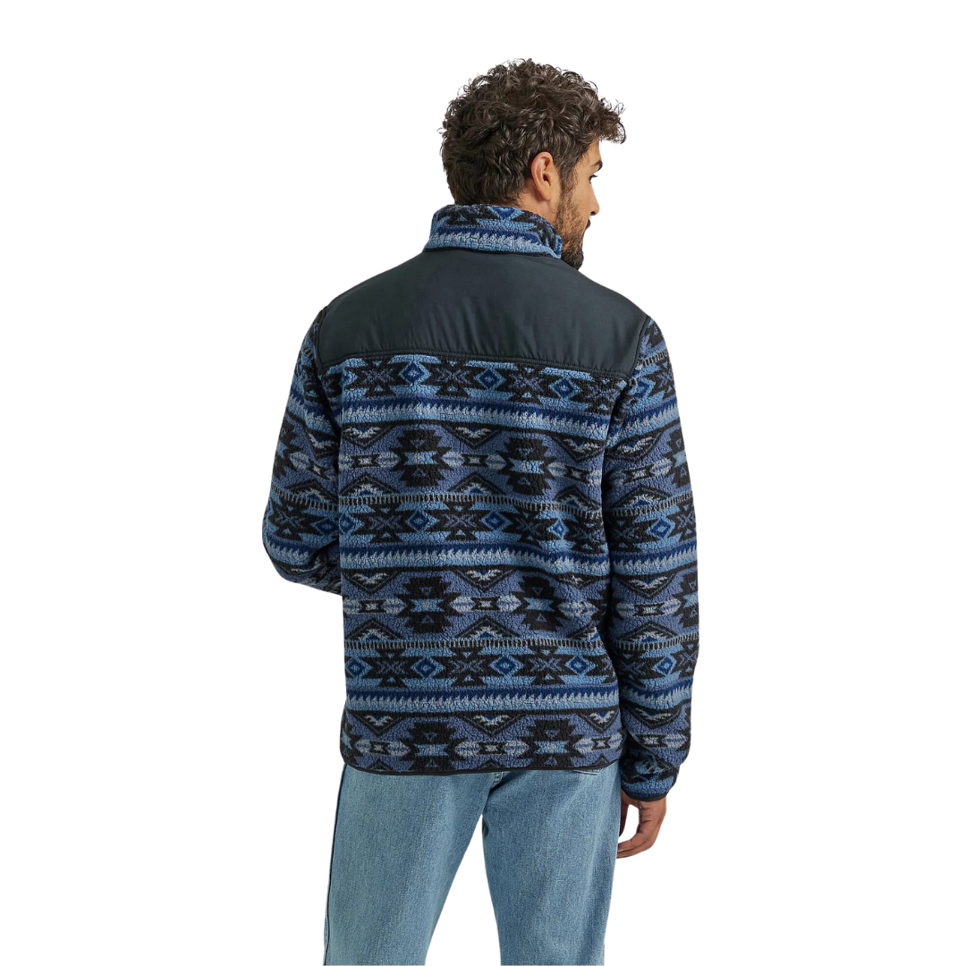 Wrangler Men's Zip Front Lightweight Ripstop Yoke Blue Jacket