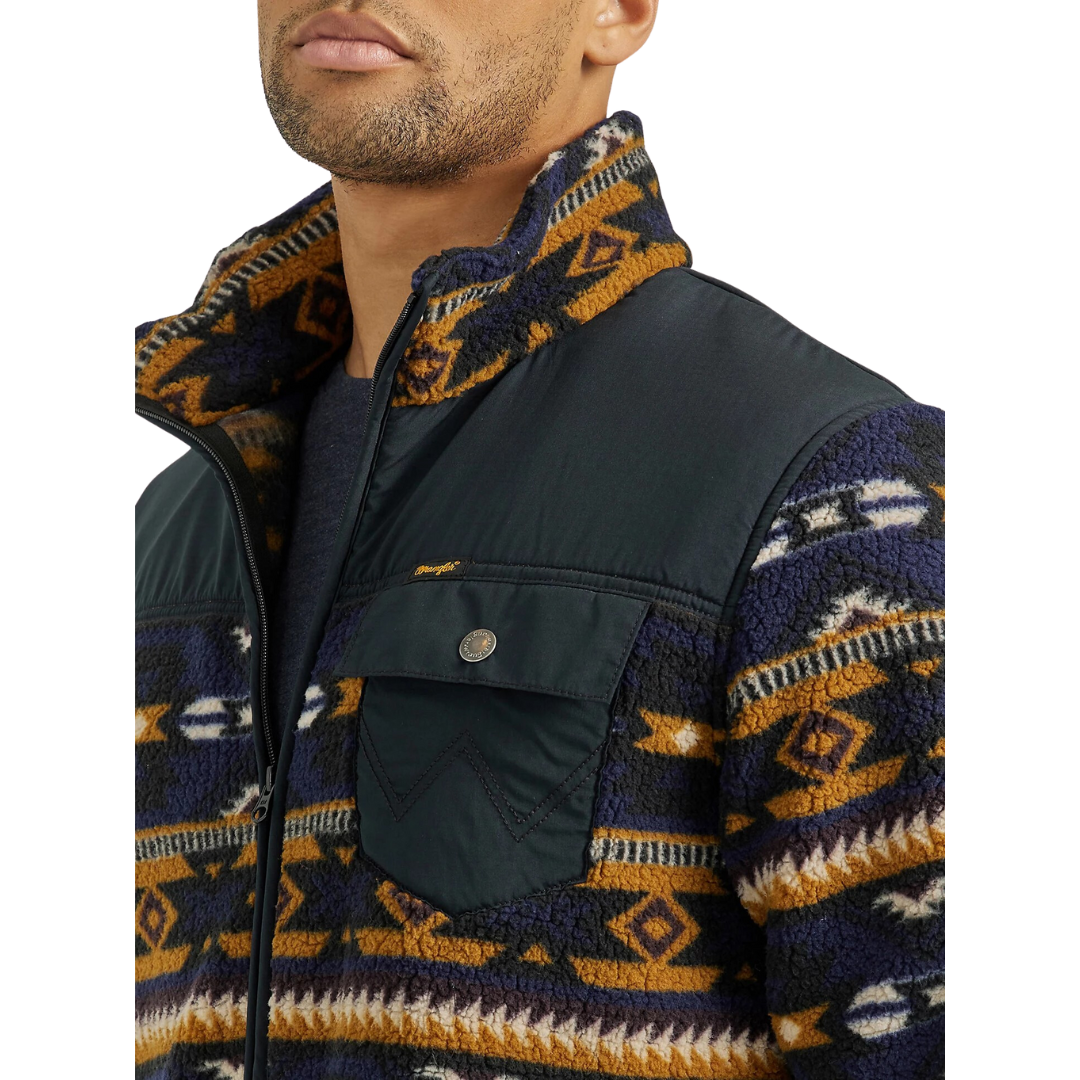 Wrangler Men's Zip Front Lightweight Ripstop Yoke Sherpa Jacket