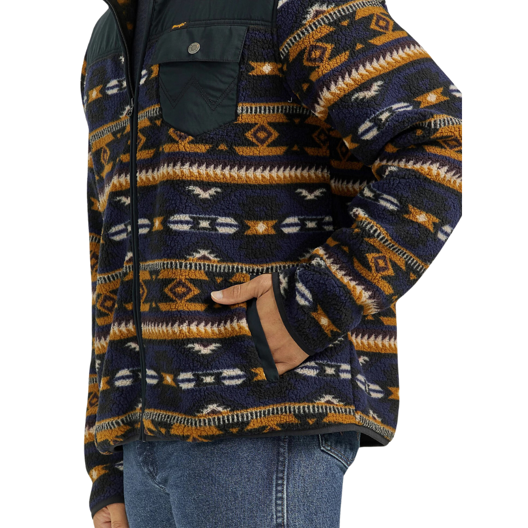 Wrangler Men's Zip Front Lightweight Ripstop Yoke Sherpa Jacket