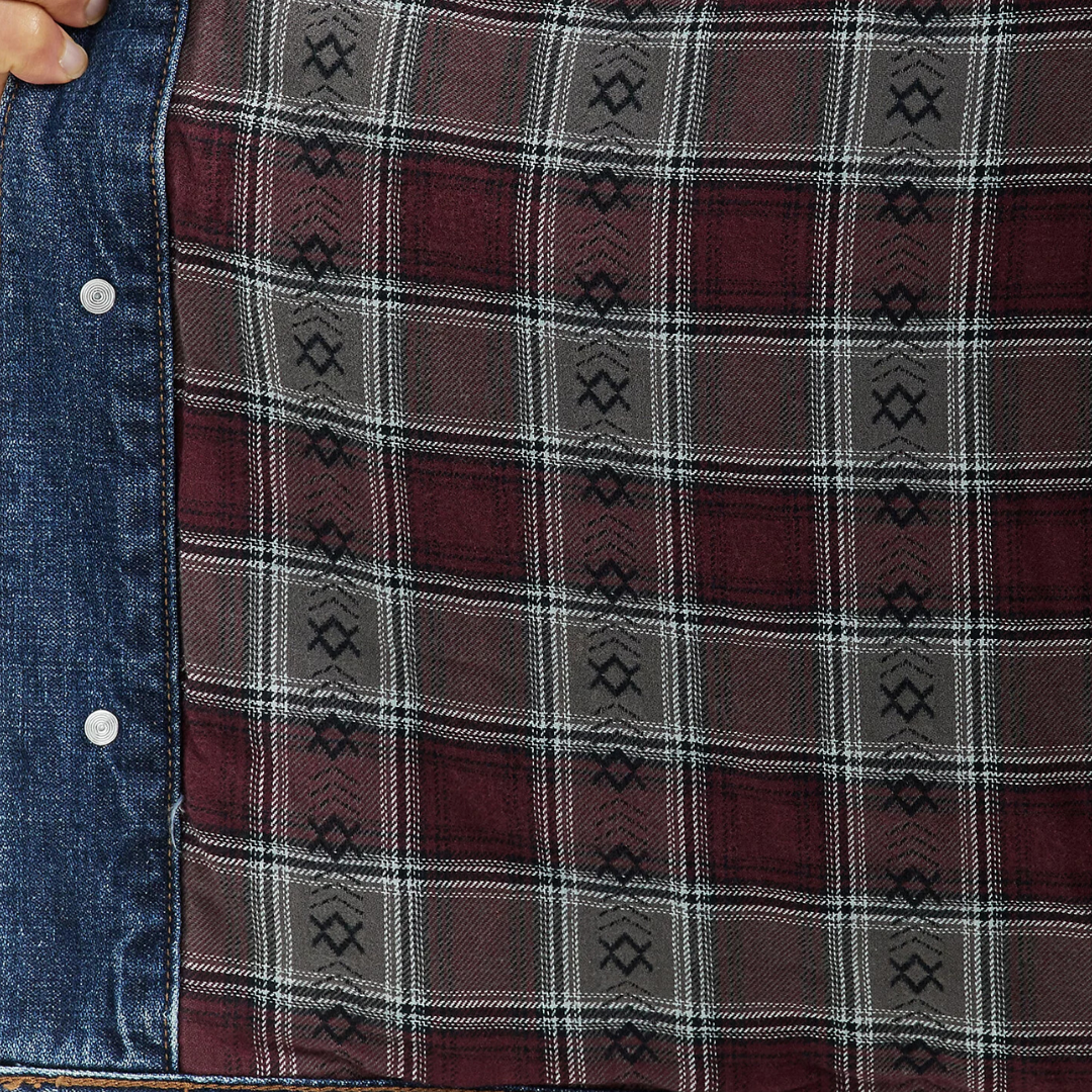 Wrangler Men's Flannel Lined Western Denim Winterberry Jacket