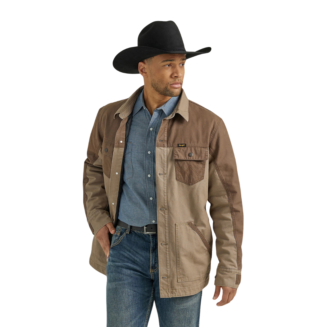 Wrangler Men's Mixed Canvas Chore Sandstone Jacket