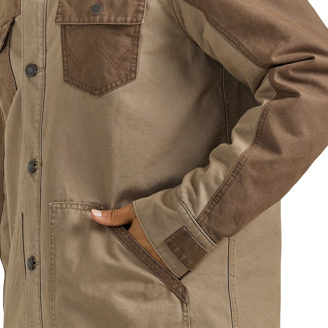 Wrangler Men's Mixed Canvas Chore Sandstone Jacket