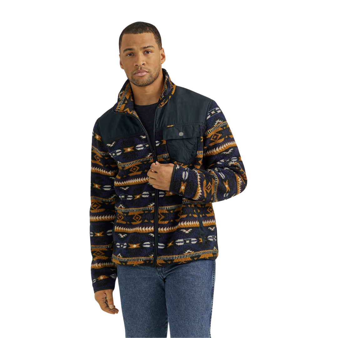 Wrangler Men's Zip Front Lightweight Ripstop Yoke Sherpa Jacket