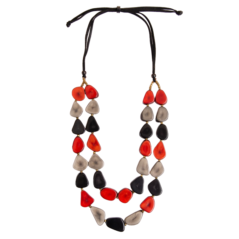 Tagua Women's Red Charcoal Onyx Marlene Necklace