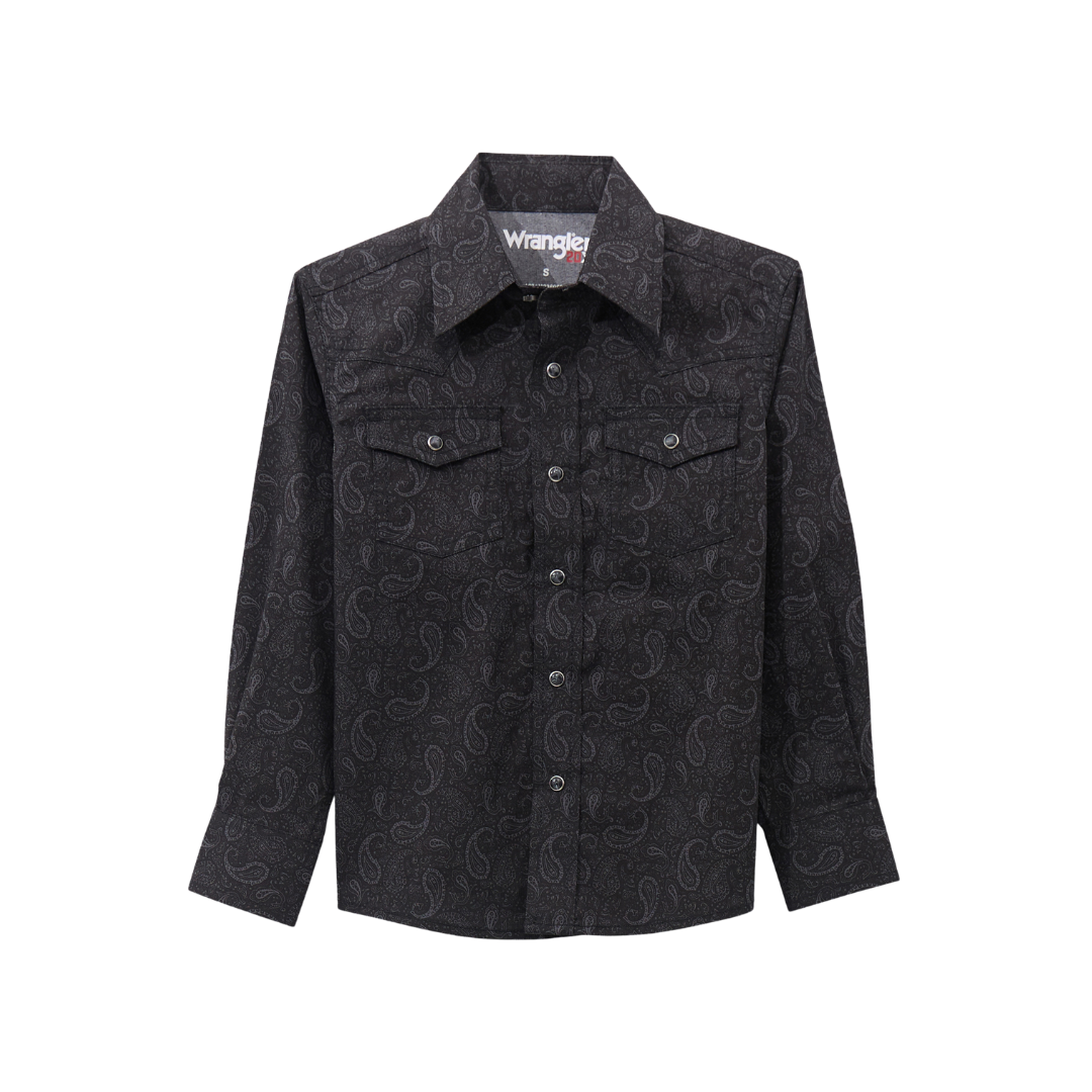 Wrangler Youth Boy's 20x Advanced Black Shirt - Western Style Wrangler Youth Boy's 20x Advanced Black Shirt - Western Style
