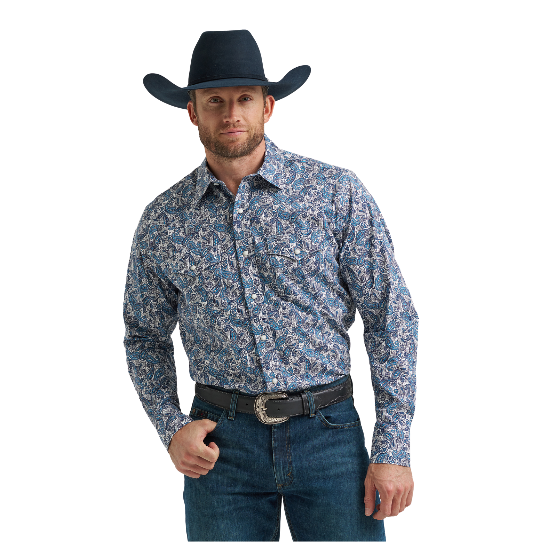 Wrangler Men's 20x Classic Blue Western Shirt | Long Sleeve