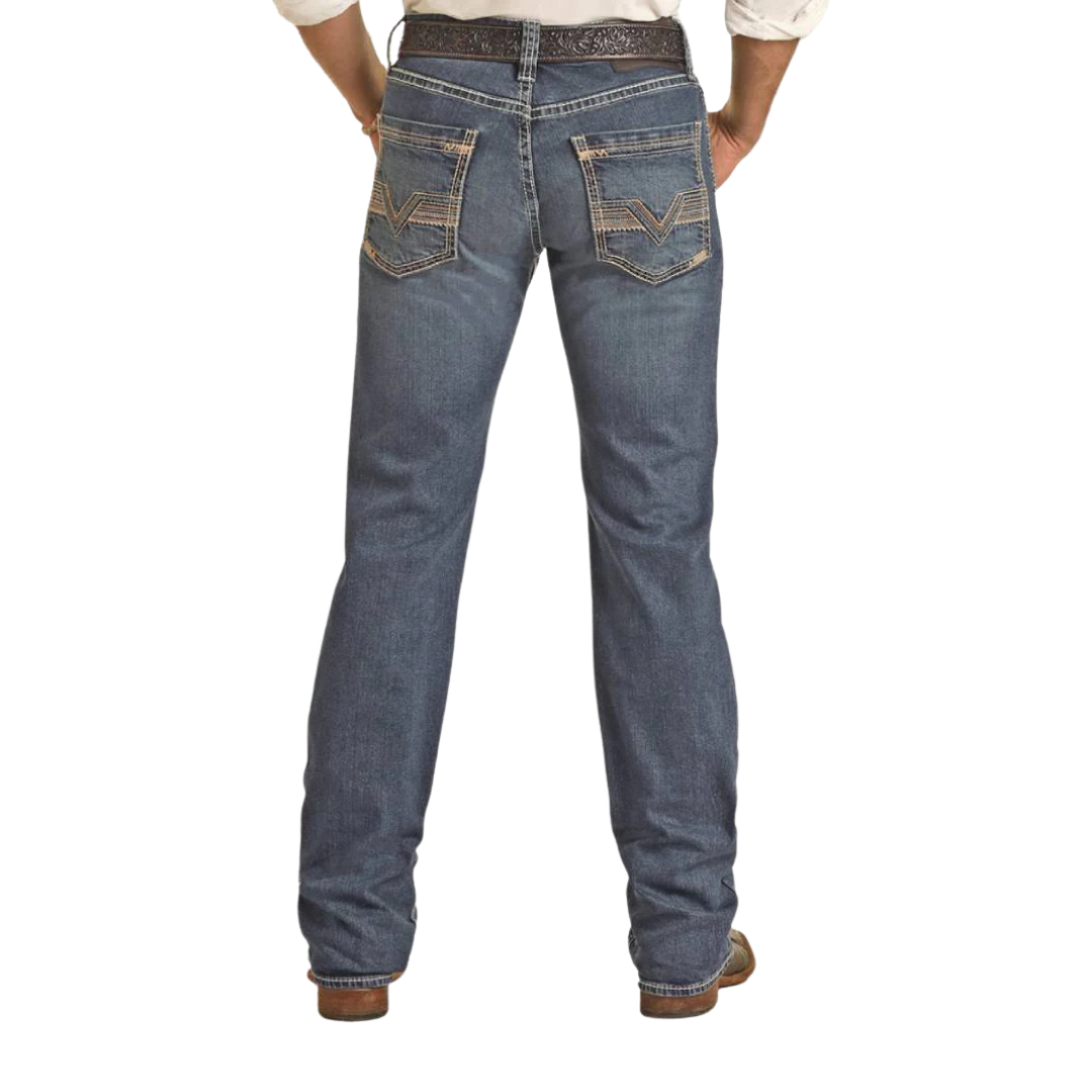 Rock & Roll Men's Revolver Slim Straight Blue Jeans