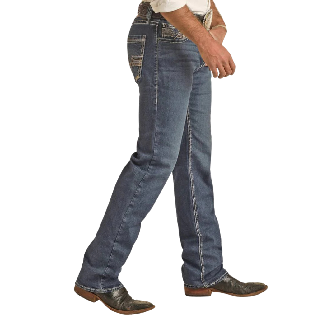 Rock & Roll Men's Revolver Slim Straight Blue Jeans