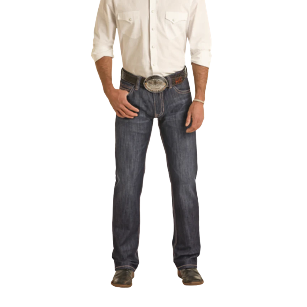 Rock & Roll Men's Denim Revolver Slim Straight Blue Jeans