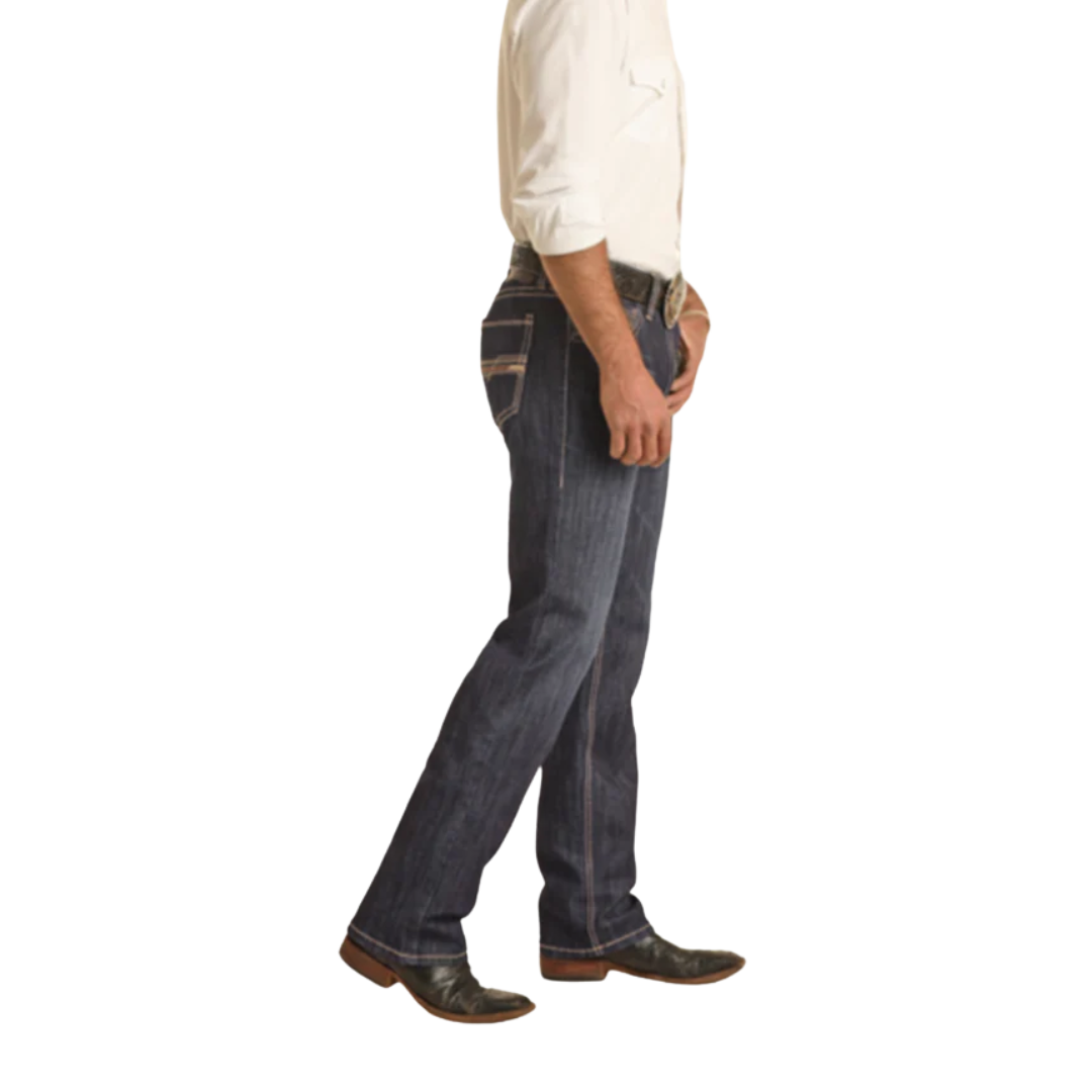 Rock & Roll Men's Denim Revolver Slim Straight Blue Jeans