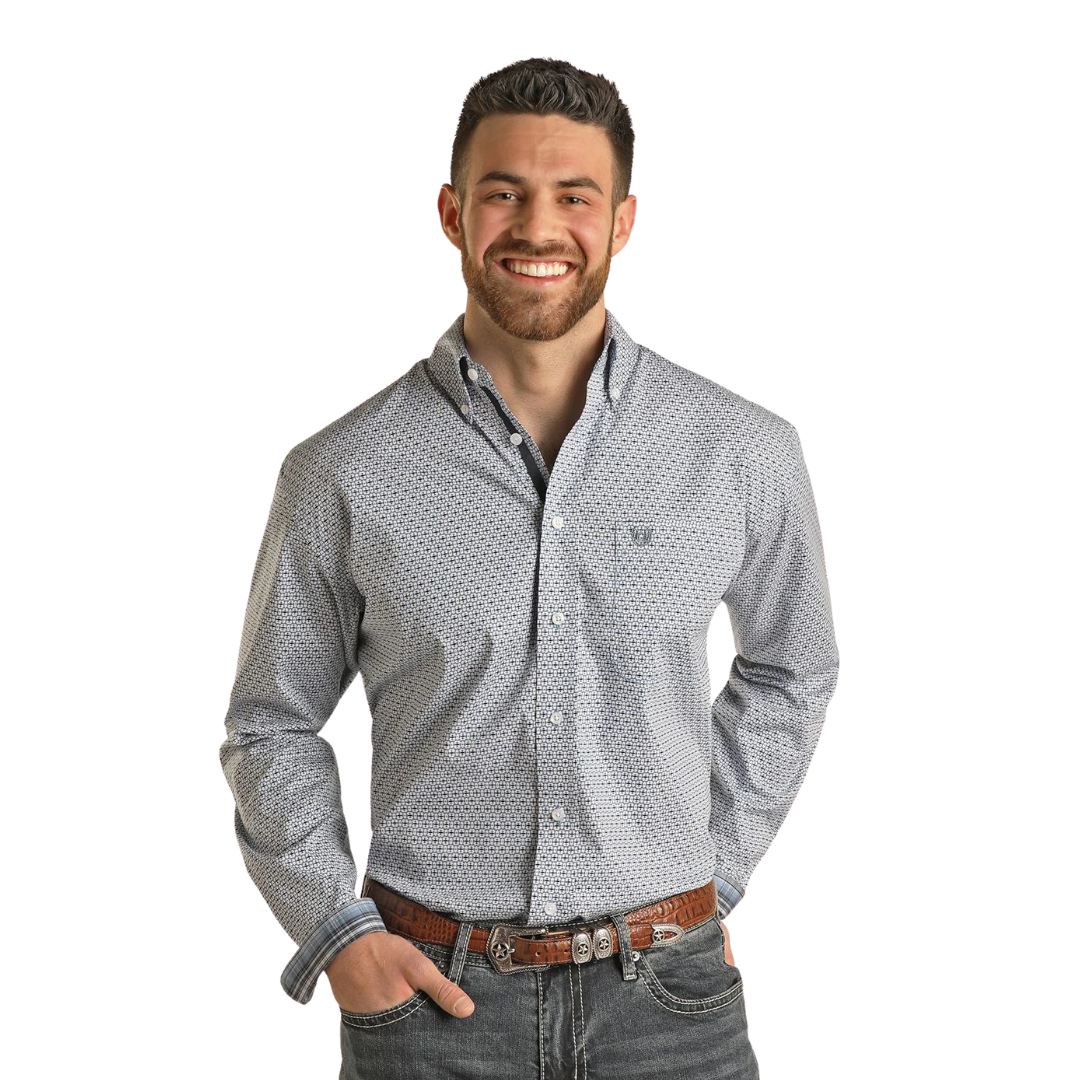 Panhandle Slim Men's Roughstock Casual Blue Shirt