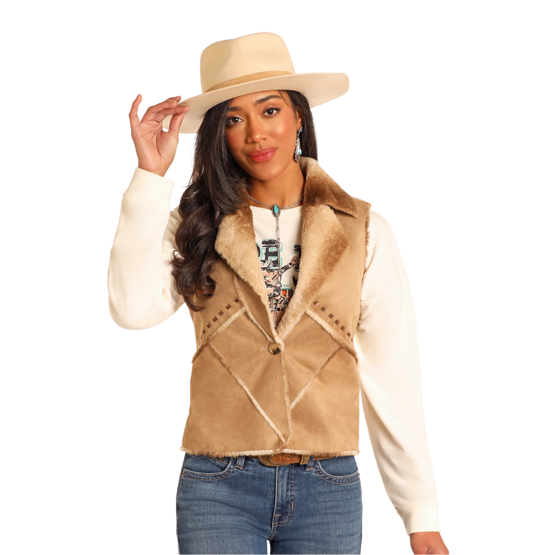 Panhandle Slim Women's Faux Fur Camel Vest
