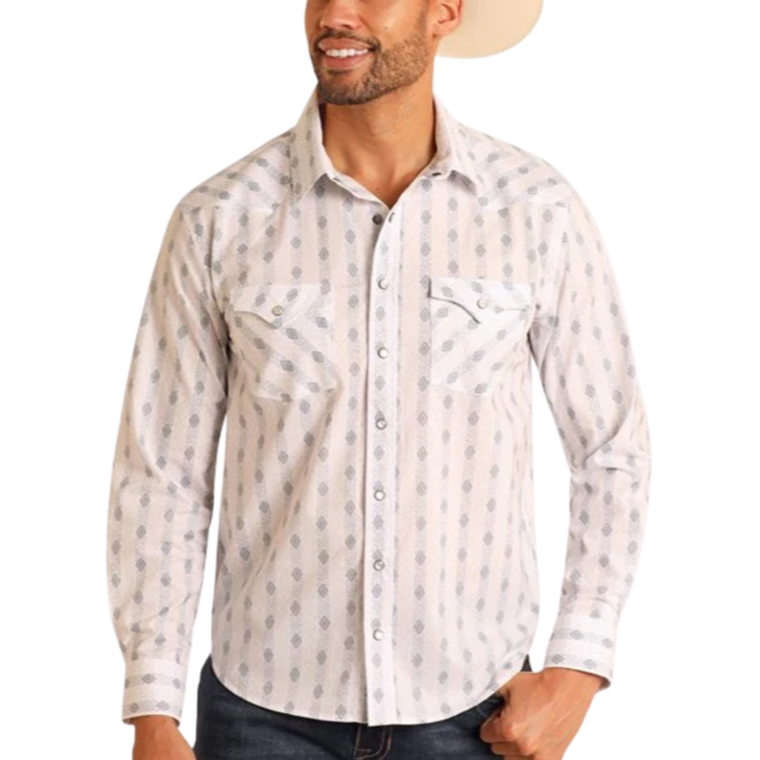 Panhandle Slim Men's Graphic Snap Grey Shirt
