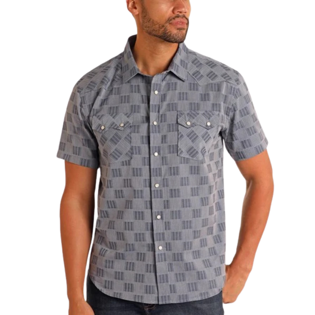 Rock & Roll Men's Shape Snap Blue Shirt