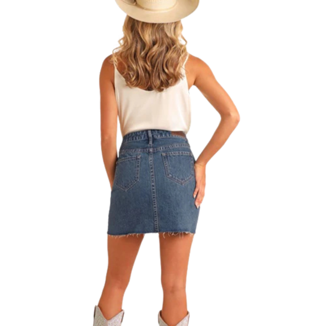 Rock & Roll Women's Studded Denim Blue Skirt