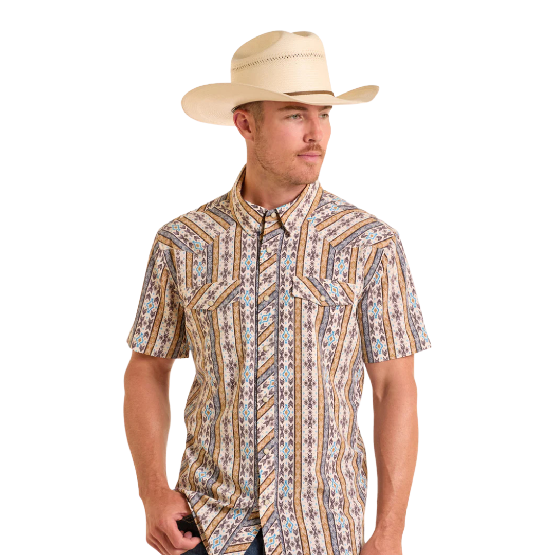 Panhandle Slim Men’s Short Sleeve Aztec Tan Shirt
