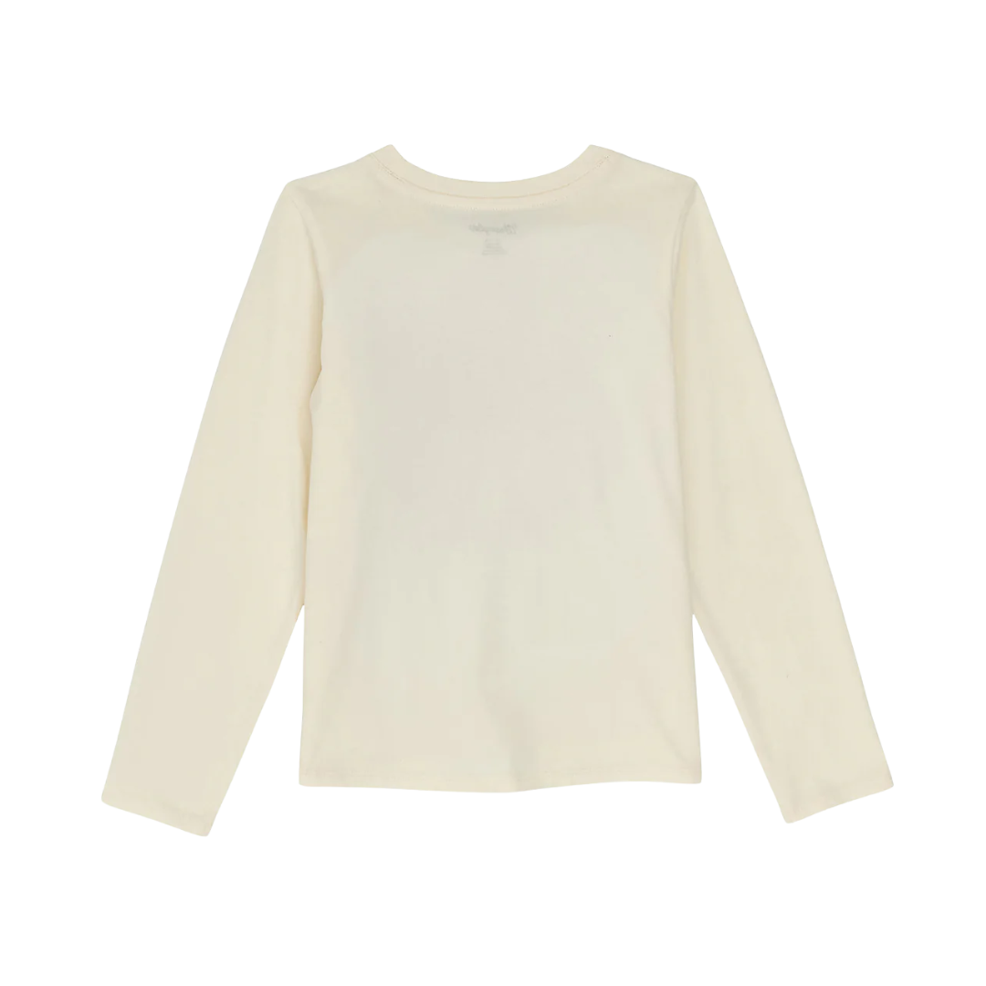 Wrangler Youth Girl's Horse Logo Long Sleeve White Tee Shirt